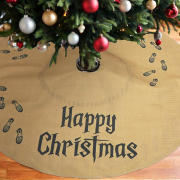 48 Inch Wizard Burlap Christmas Tree Skirt Double Layer Holiday