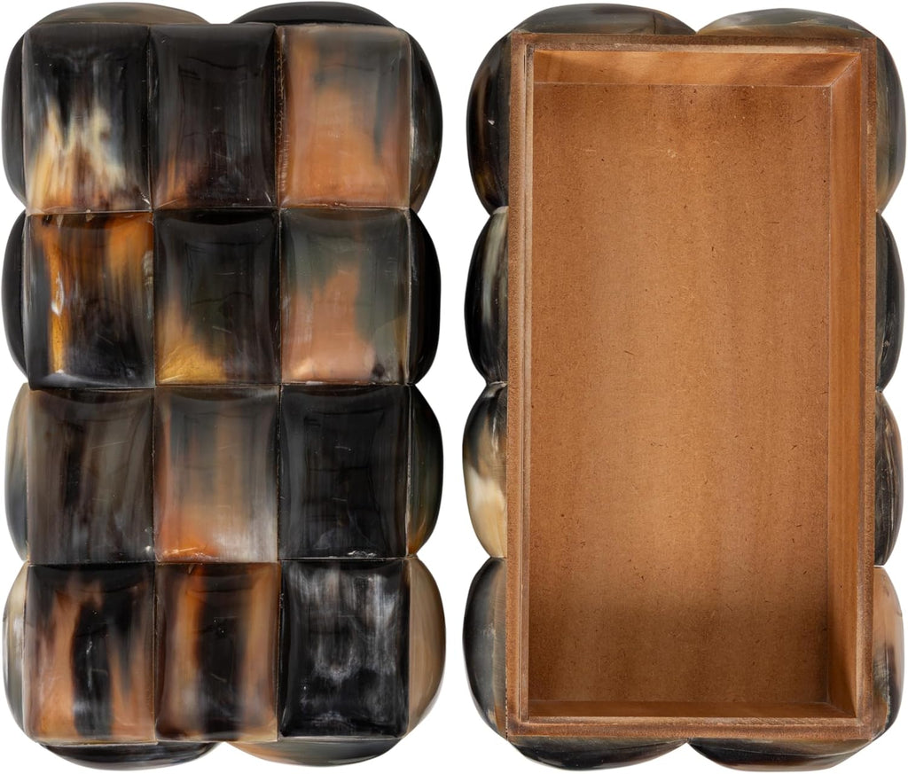 Decorative Horn Bubble Storage Box, Black and Brown