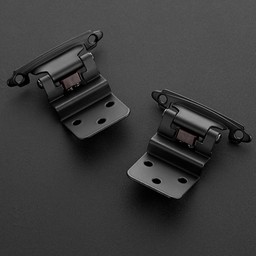 2 Pack 1 Pair Black Cabinet Hinges, 3/8" Inset Semi-Concealed Hinges