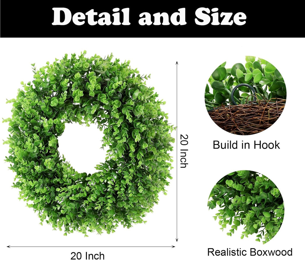 20" Boxwood Wreath Artificial Preserved Front Door