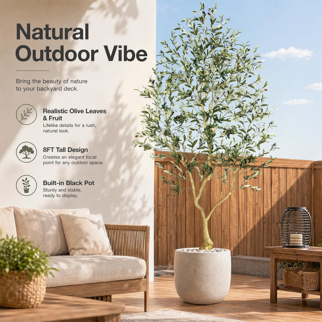 Olive Trees Artificial Indoor 8FT UV Resistant Faux Trees Outdoor