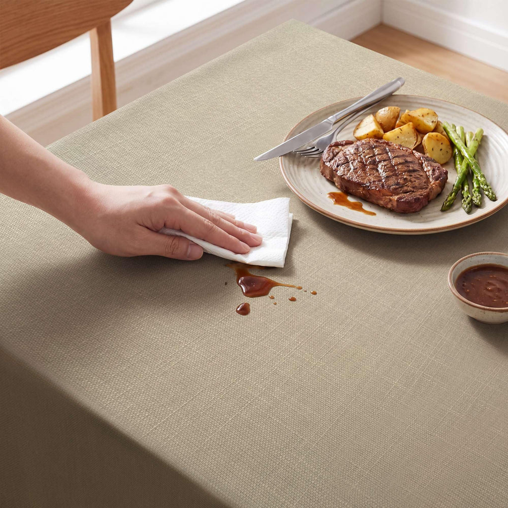 Linen Textured Table Cloths 60 x 120 Inch Premium Solid Tablecloth Spill-Proof Waterproof Table Cover for Dining