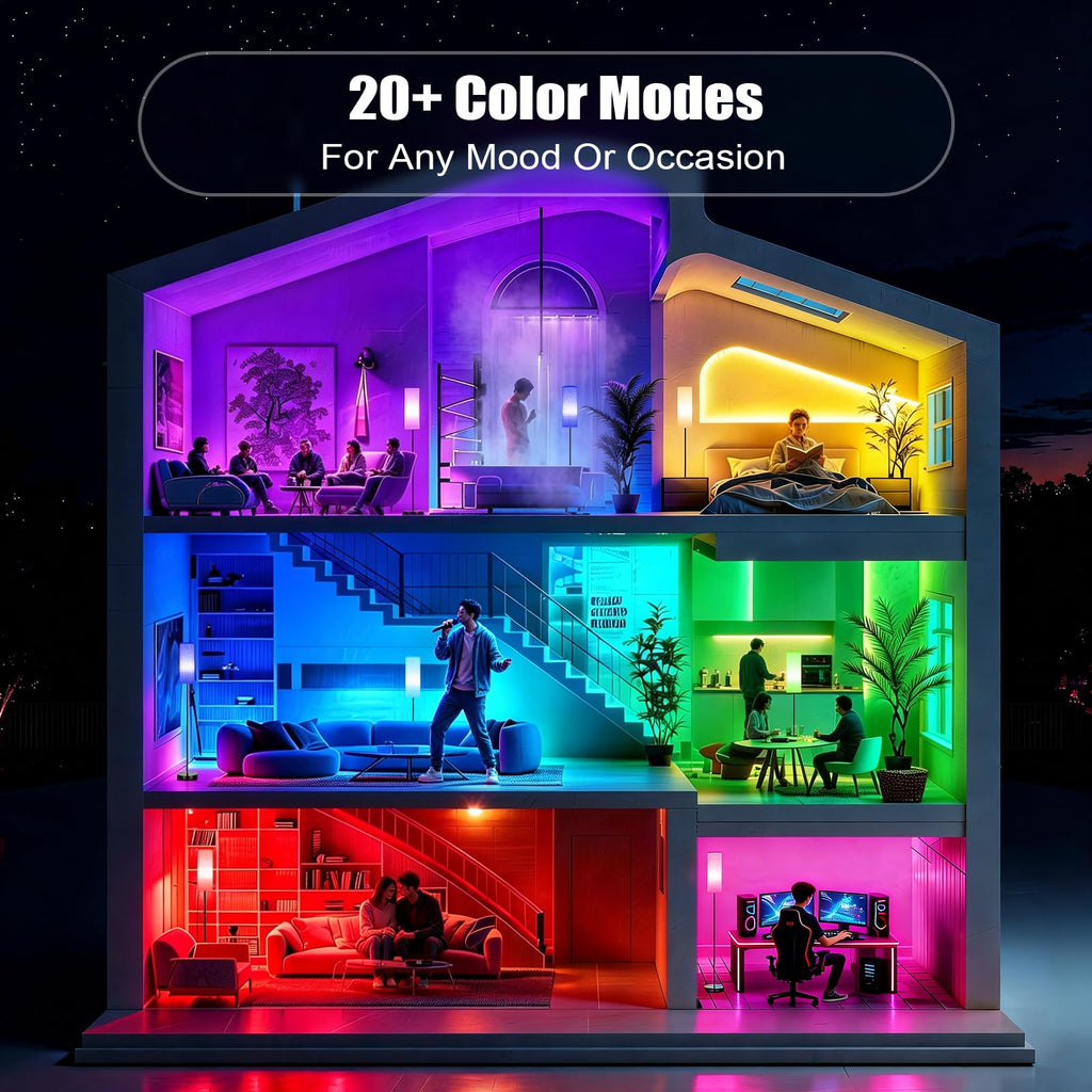 Floor Light Set of 2 - With Remote Corner LED Standing Lamp
