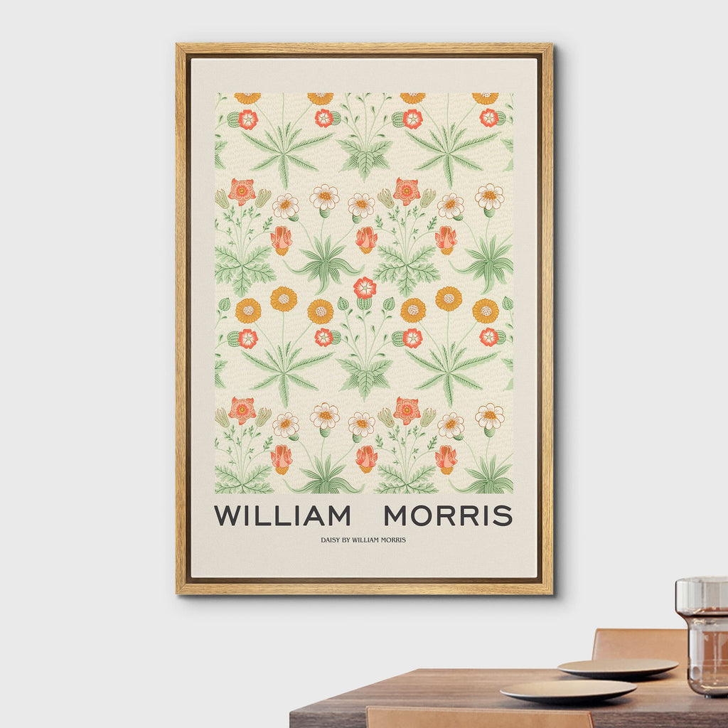 Framed Canvas Print Wall Art Daisy Flowers by William Morris Historic Cultural Illustrations Fine Art Traditional