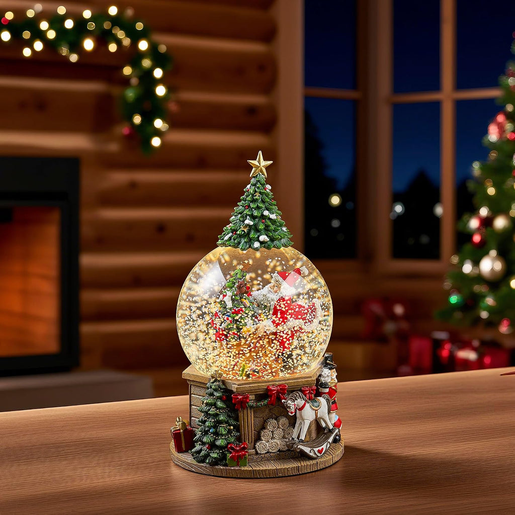 Lighted Christmas Tree Snow Globe Music Box Xmas Gifts Home Decoration
