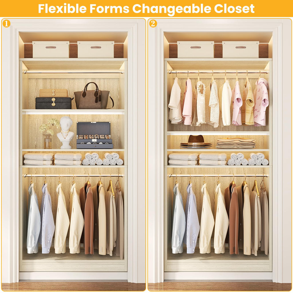36 Inch Closet Systems with 2 Hanging Rods and Adjustable Shelves