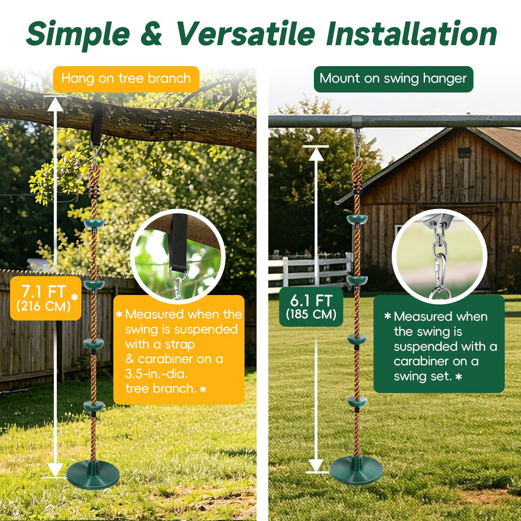Tree Swing for Kids Rope Swing for Tree Climbing Rope for Kids-Green