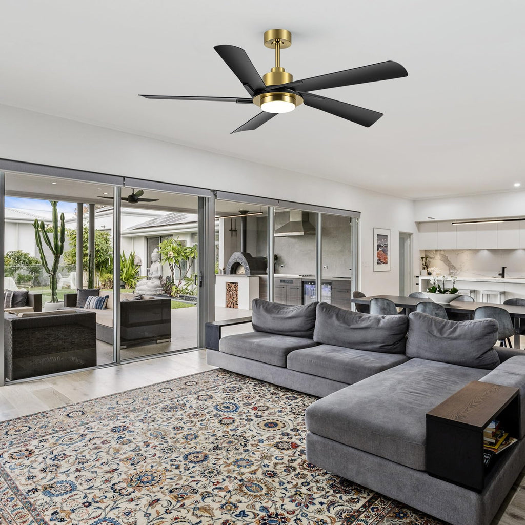 60 Inch Ceiling Fan with LED Light & Remote, Industrial Ceiling Fan with Reversible DC Motor Modern Fan, Reversible 5