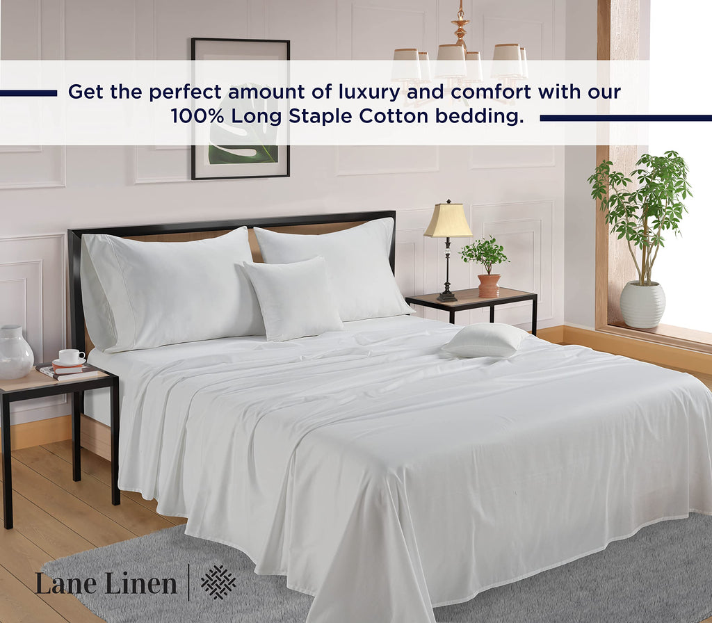 600TC 100% Cotton Sheets - Silky Smooth Sateen Weave, White