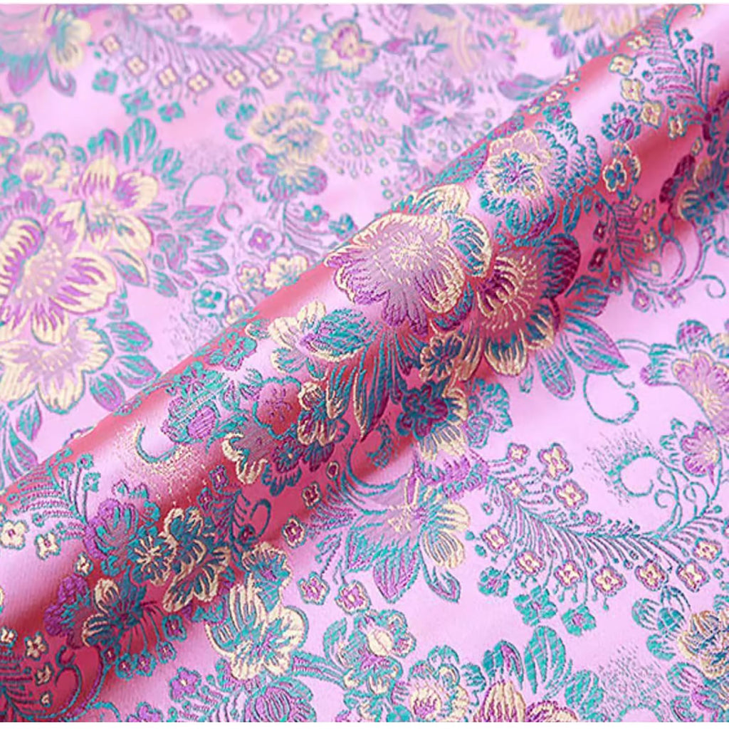 Jacquard Floral Brocade Fabric 75×100cm/28x39in Faux Silk Satin Fabric Chinese Style for Sewing DIY Crafting