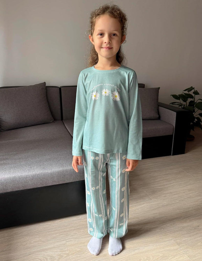 Pajamas Set for Girls Long Sleeve & Pants Pjs Soft Lounge Sets