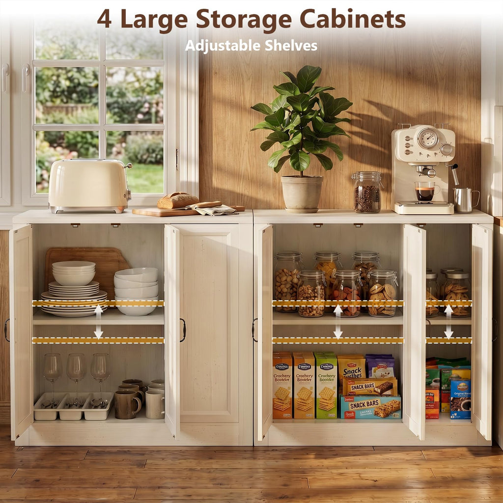 39"W Modern Buffet Cabinet with 3 Doors, Modular Sideboard Cabinet with Baseboard Design & Adjustable Shelves, Sturdy