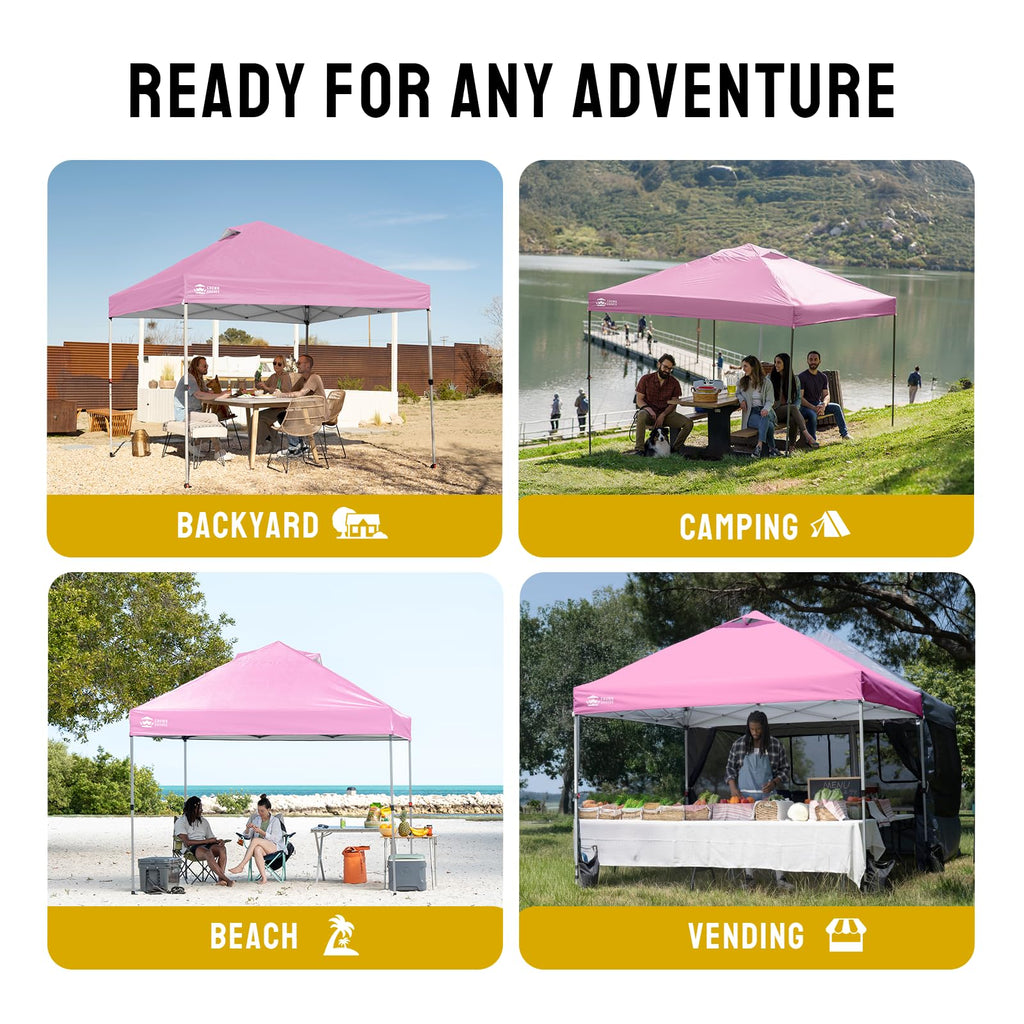 10x10 Pop Up Canopy Tent with One Push Setup, Pink