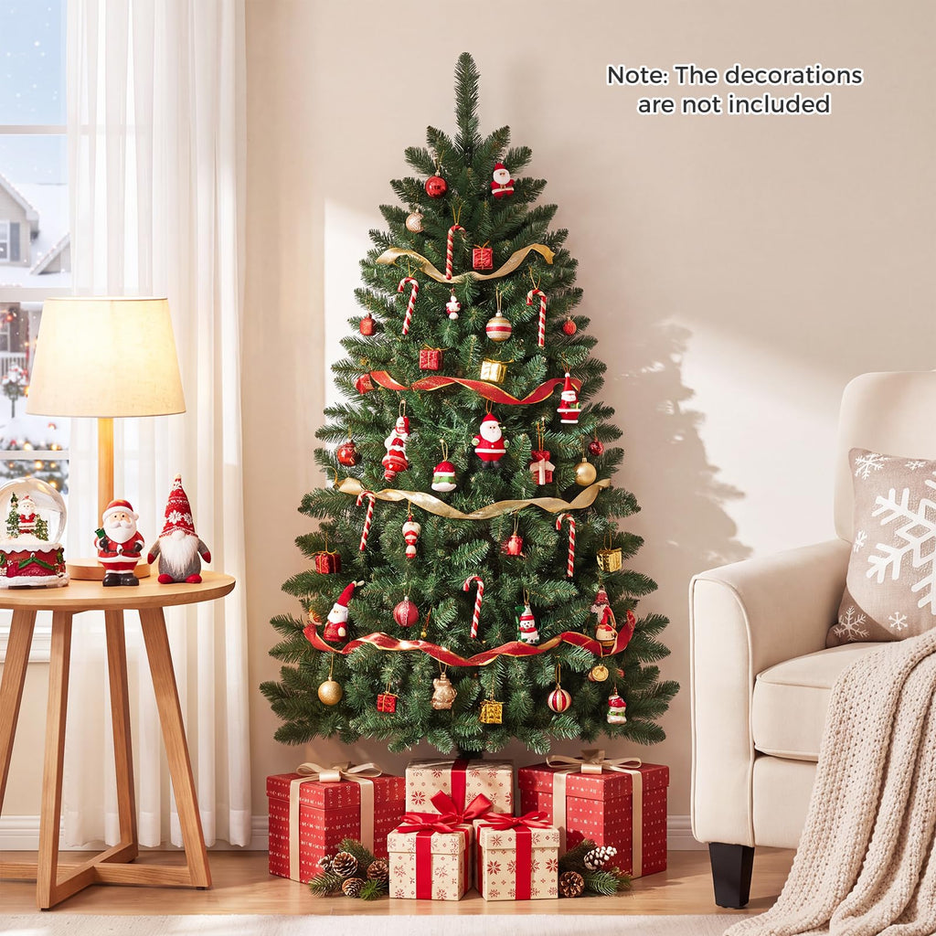 5 FT Artificial Pre-Lit Half Christmas Tree for Wall and Corner