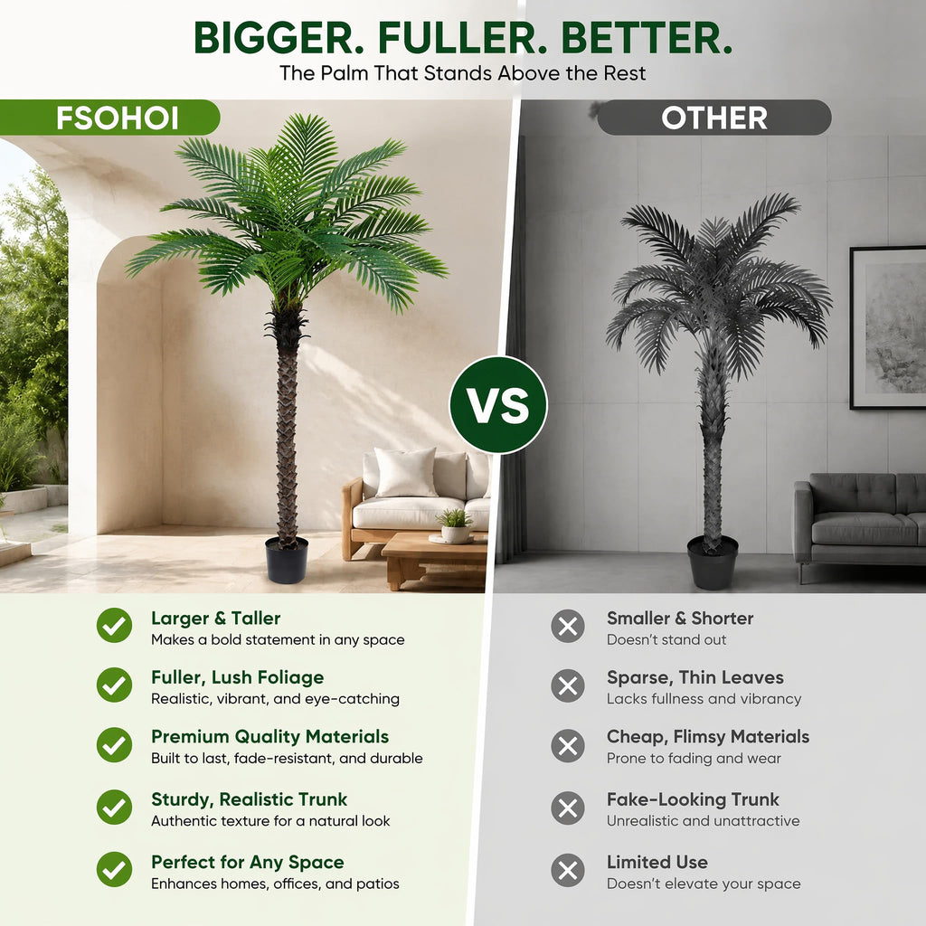 6FT Artificial Phoenix Palm Tree, Faux Coconut for Indoor Outdoor