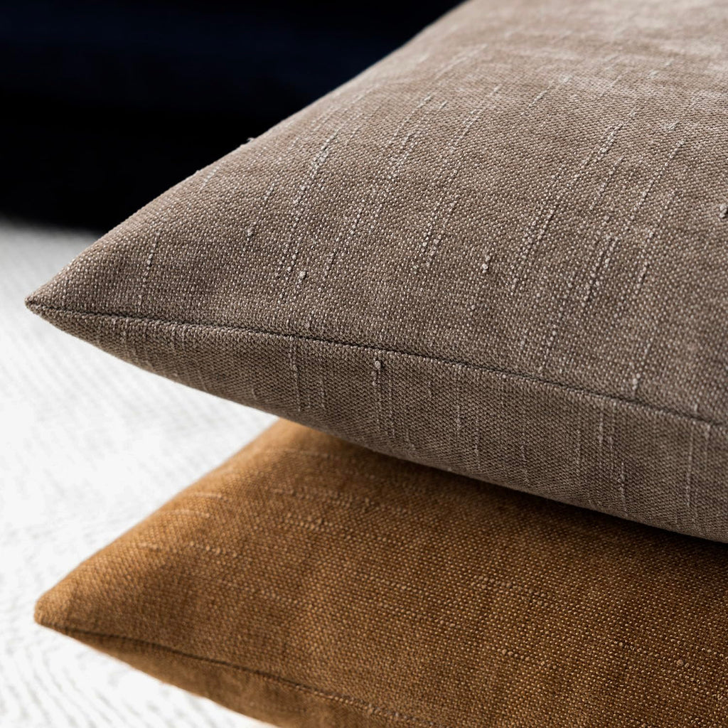 Solid Textured Chenille Throw Pillow Covers 20x20 Inch, Taupe