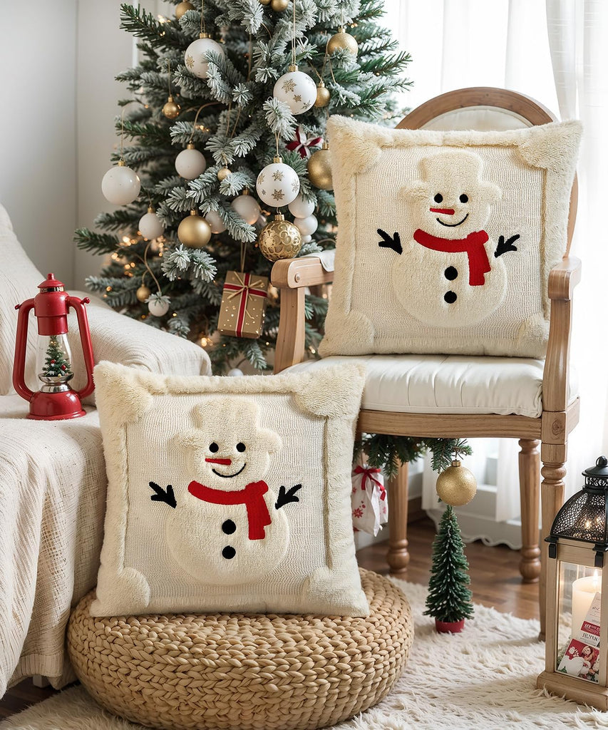 Faux Fur Christmas Pillow Covers 18x18 - Set of 2