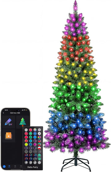 Smart Prelit Pencil Christmas Tree, 350 LEDs