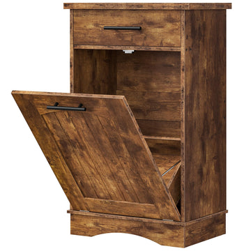 10 Gallon Tilt Out Trash Cabinet, Kitchen Trash Can, Trash Bin Storage, with Flip Door and Large Drawer, Hidden
