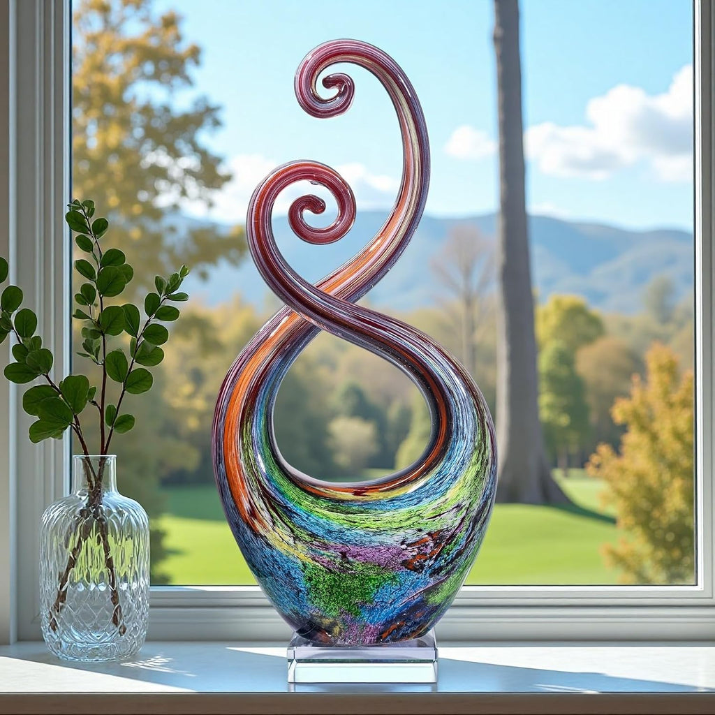 14′′ Murano Style Hand Blown Glass Swirled Abstract Sculpture Decor - Set of 150