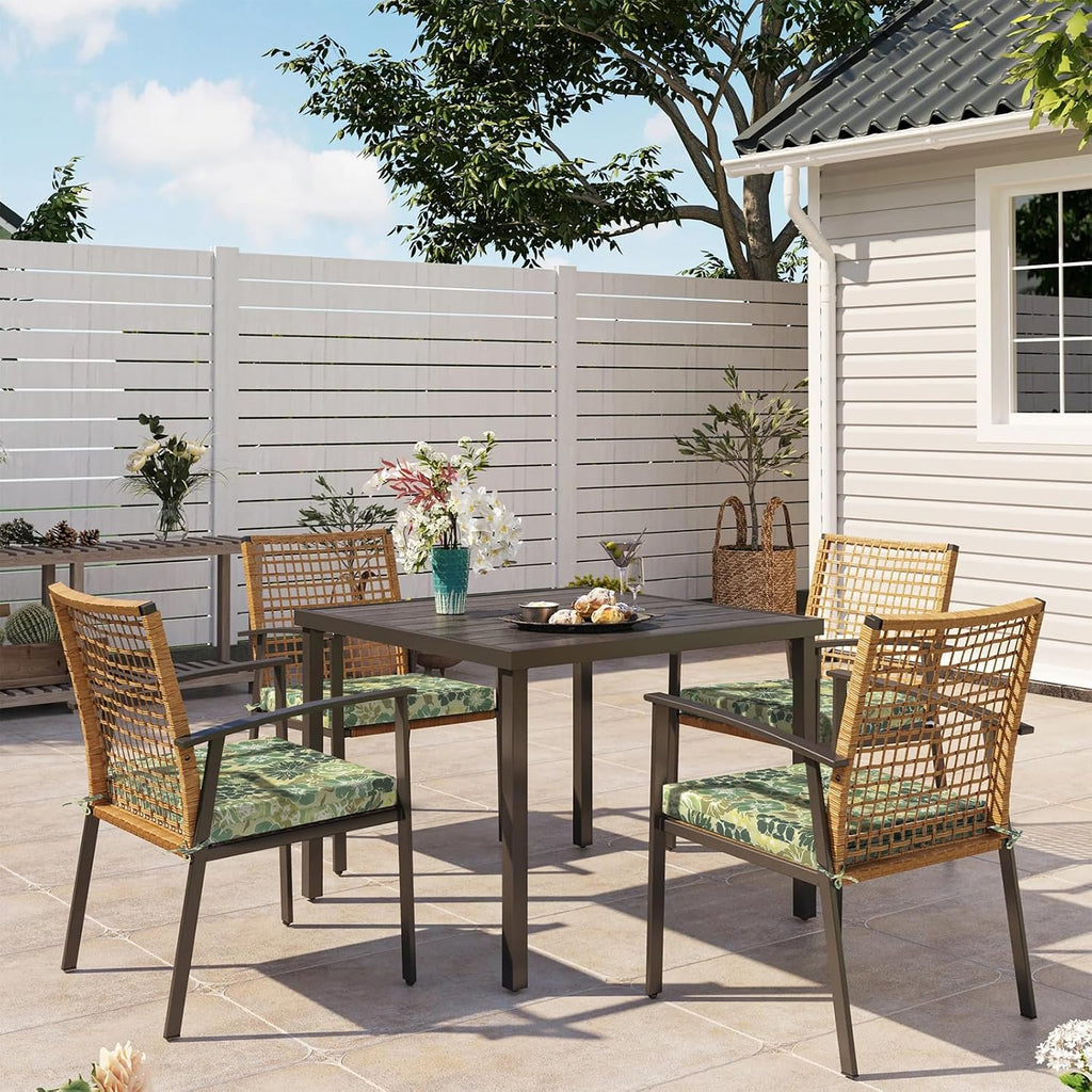 Set of 4 Outdoor Chair Cushions, Water Resistant 18.5"x16"x2" Square Seat Cushion Dining Chairs, High-Density