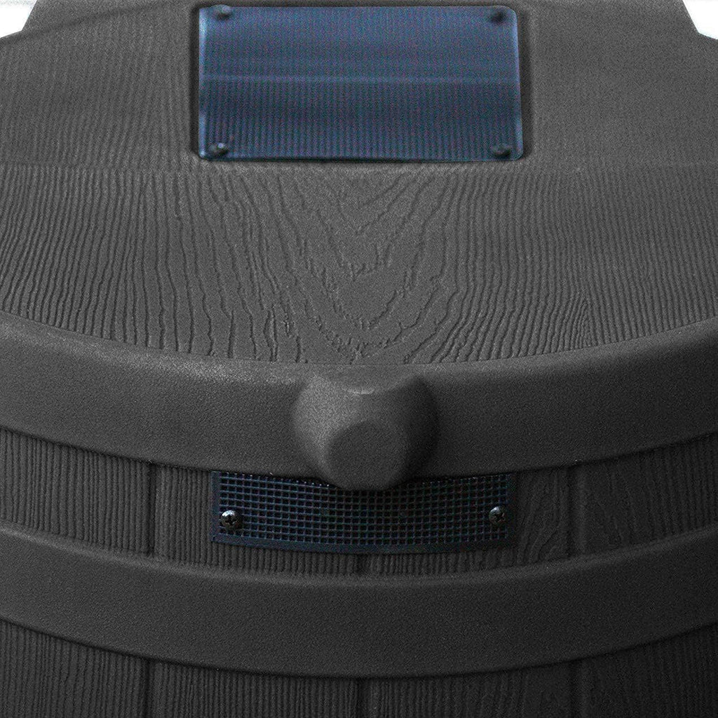 Rain Wizard Water Collection Barrel, 50 Gallon, Black, 2 Pack | Faux Wood Design - Plastic Outdoor Home Rain Barrel