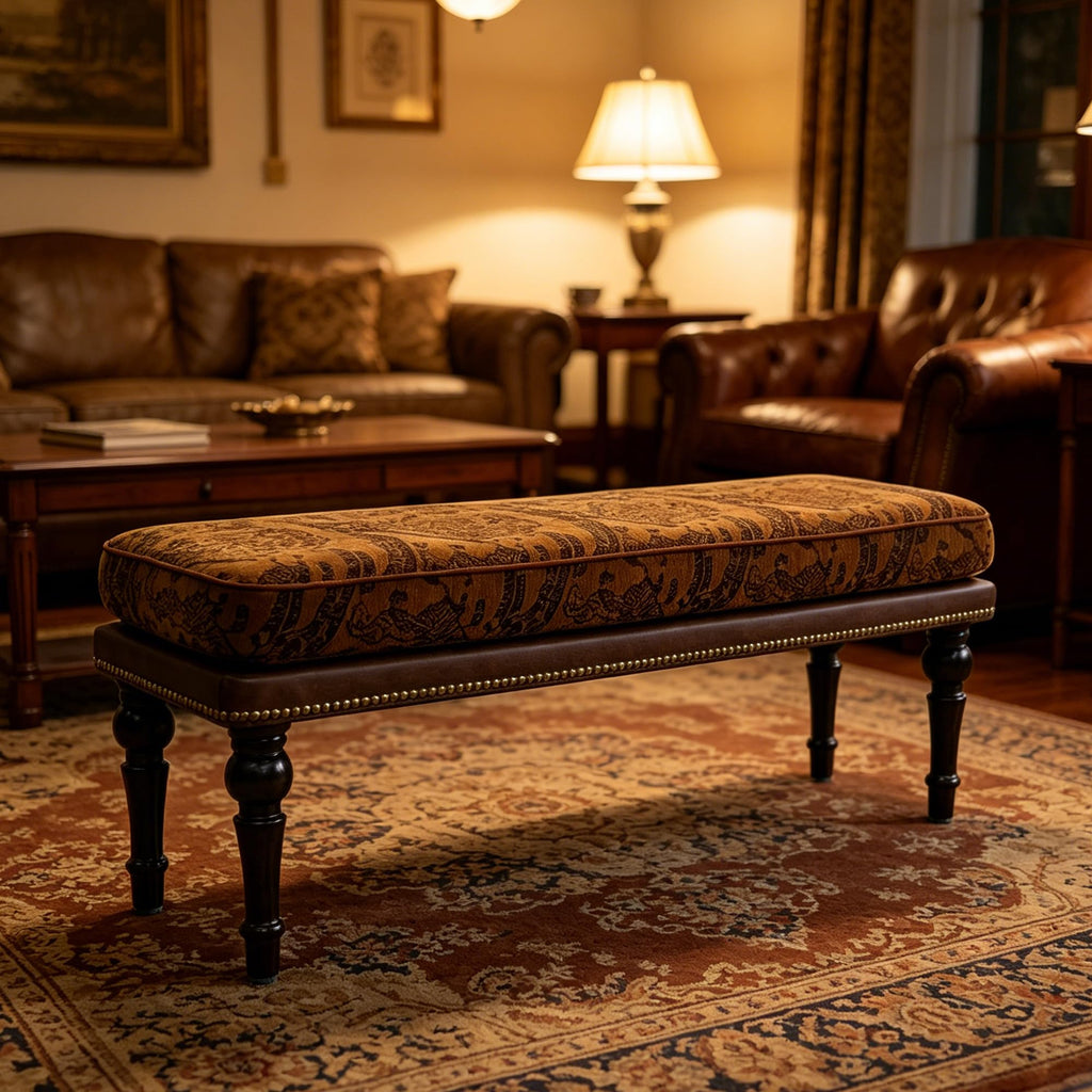 47" Upholstered Bed End Bench, Vintage Bed Bench