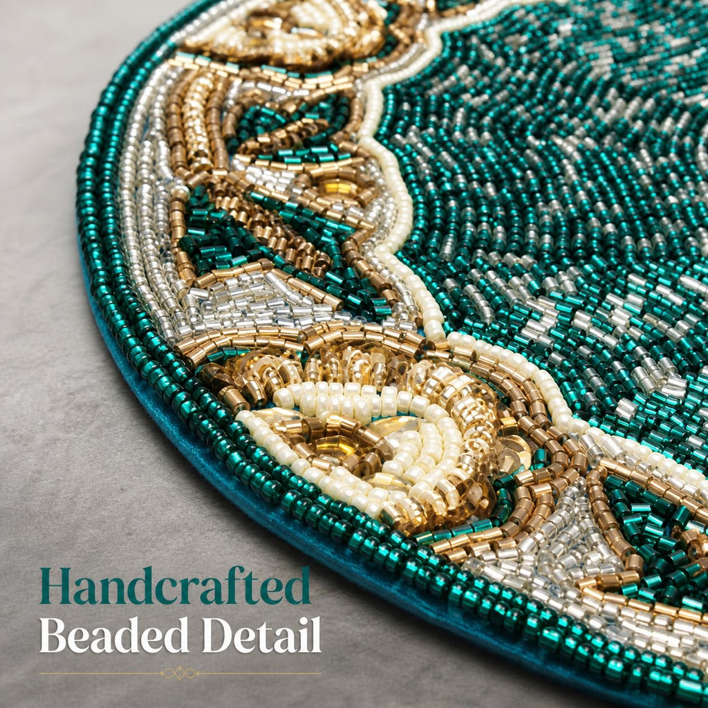 Beaded Round Placemats 13 Inch, Decorative Charger Placemats