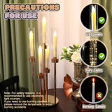 2 Set Gold Candelabra Centerpieces for Tables, 26.8 Inch 5 Arm Candle Holders with LED Candles and Acrylic Cylinders