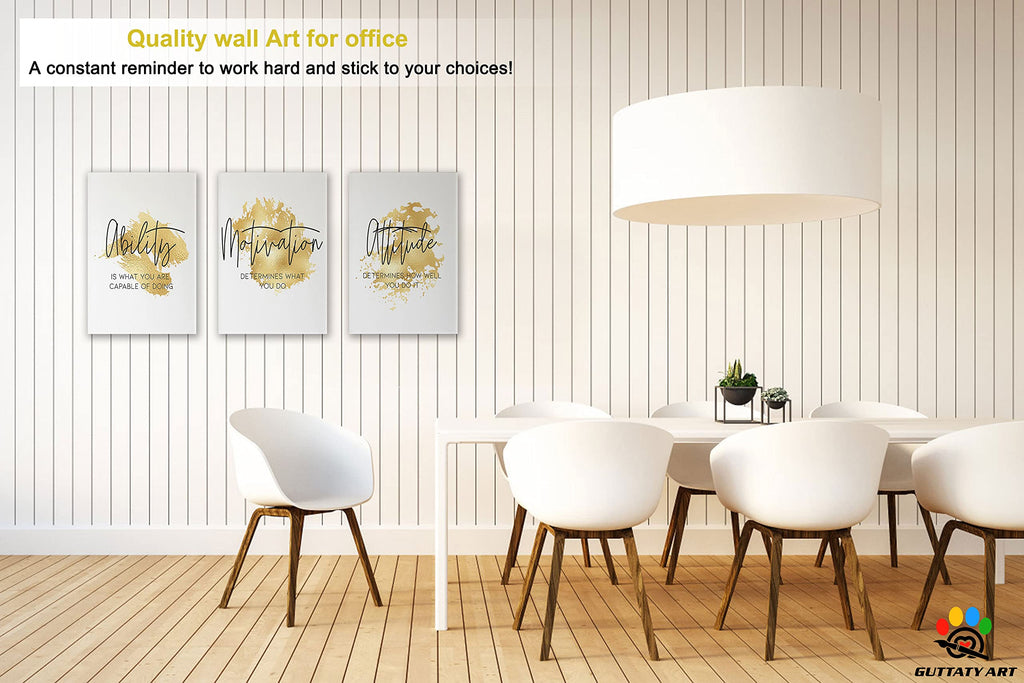 Office Wall Art-3 Panel Motivational Wall Art, Inspirational Quotes Canvas Art, Positive Quote Wall Art