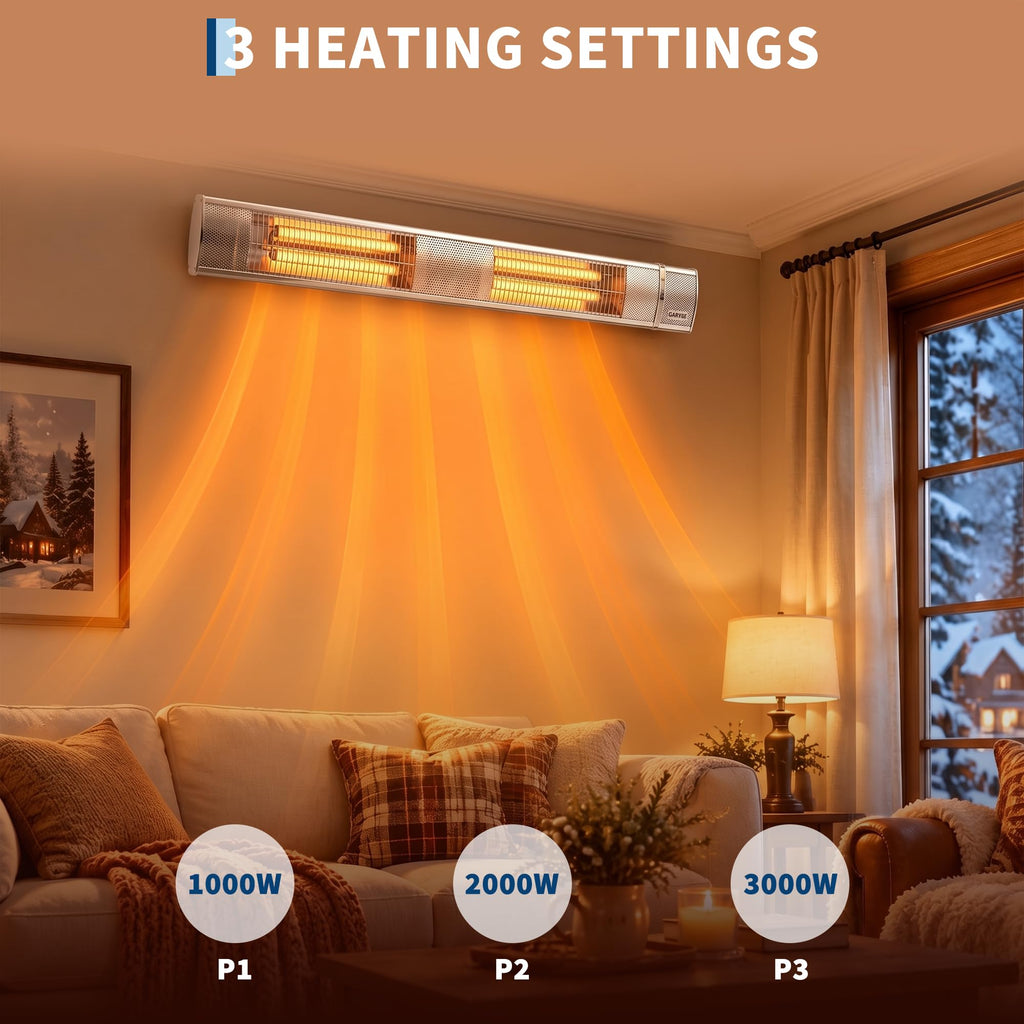 Infrared Electric Patio Heater, Wall Mounted Outdoor Heater