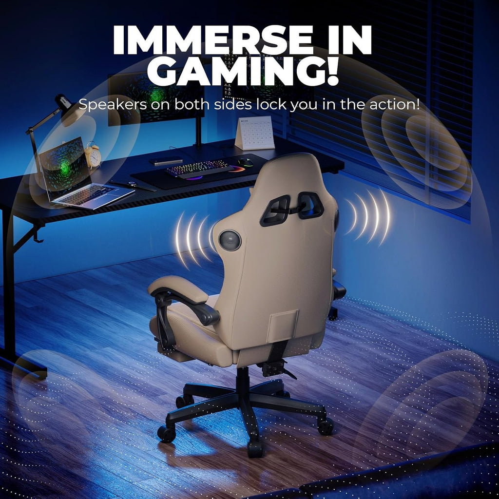 Gaming Chair with Speakers ACE-PRO, Computer Video Game Chairs with Footrest for Adults, Built-in Speakers, App