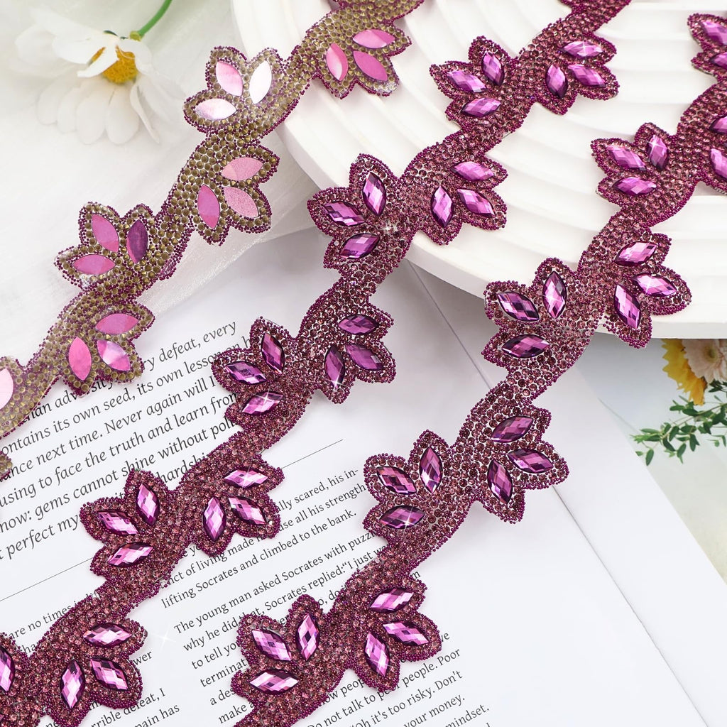 Purple Self Adhesive Rhinestone Ribbon Crystal - 2 Yards