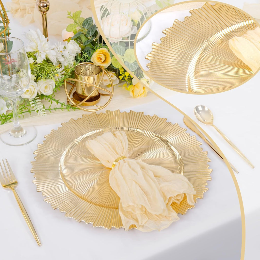 LIYH Gold Charger Plates 13 Inch, Dinner Chargers For Party Events - Set of 24