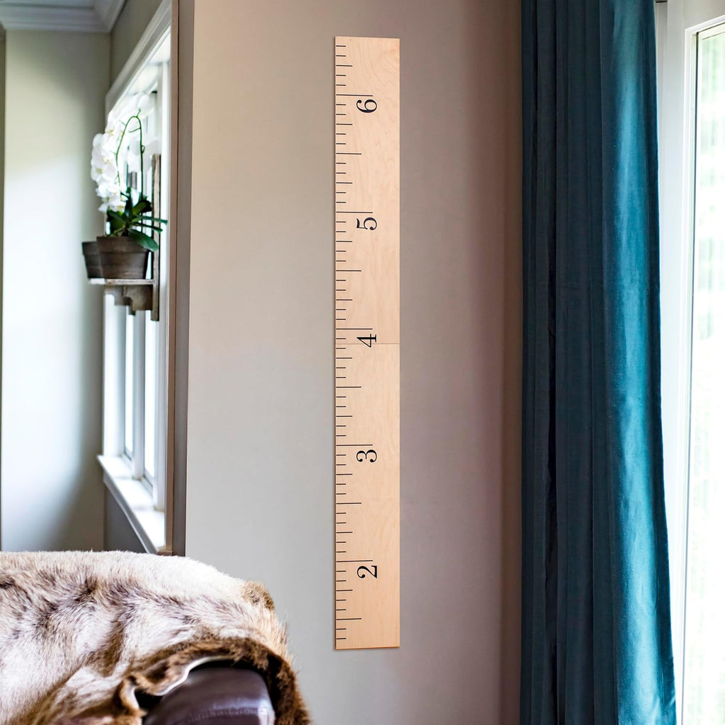 Growth Chart Art | Hanging Wooden Height Growth Chart to Measure Baby, Child, Grandchild - Naked Birch Classic
