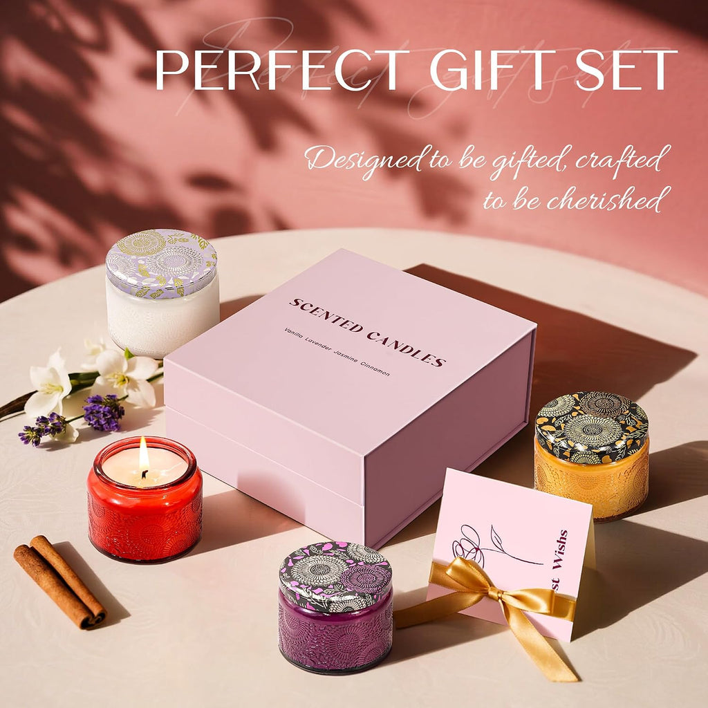 Candles for Women, Scented Candle Gift, Scented Candles, Birthday and Christmas Candle Gifts for Women - Set of 4