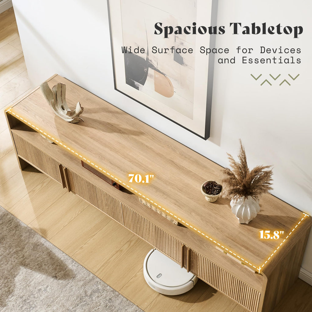 70" Fluted TV Stand with 2 Storage Cabinets for TVs Up to 80"