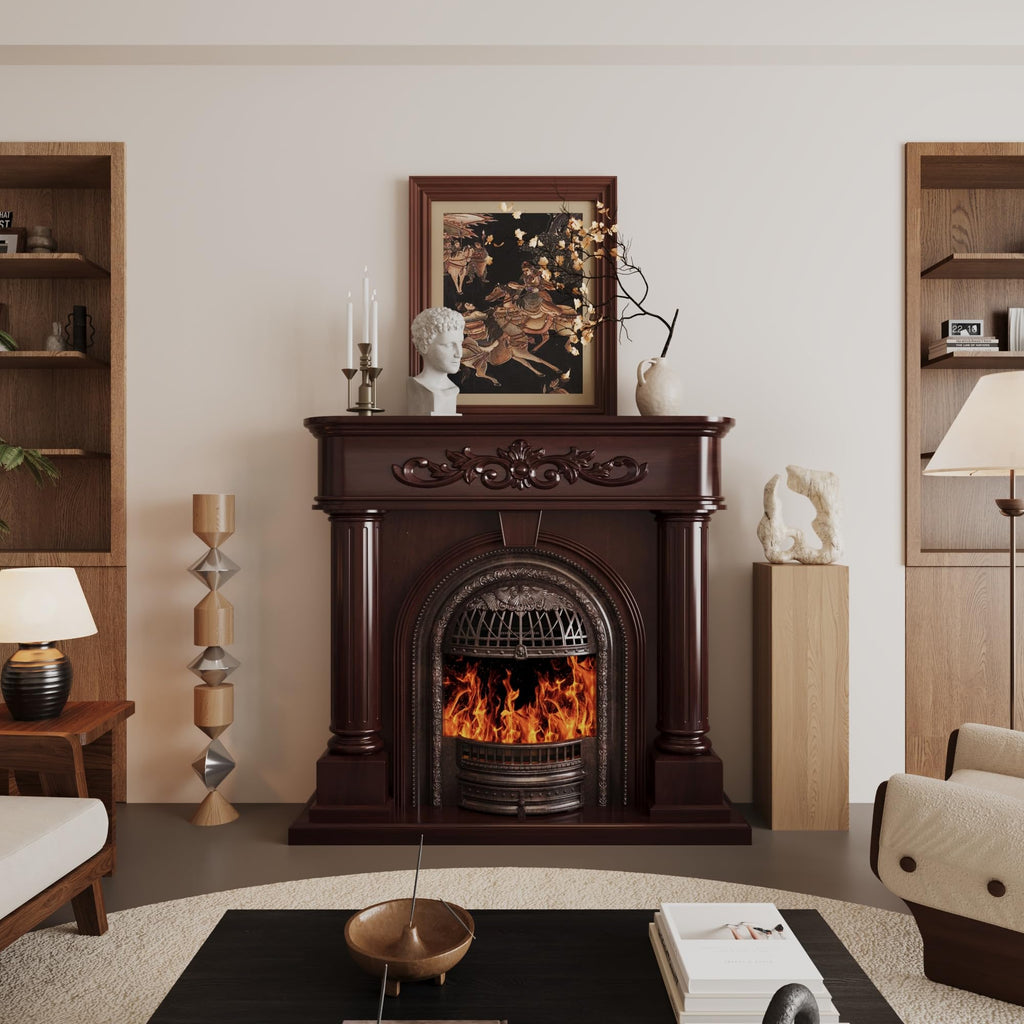 50" Electric Fireplace with Mantel(Cherry Red)