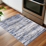 2x3 Washable Abstract Entryway Rug, Low Pile Non-Slip Carpet for Bathroom Kitchen Grey Blue