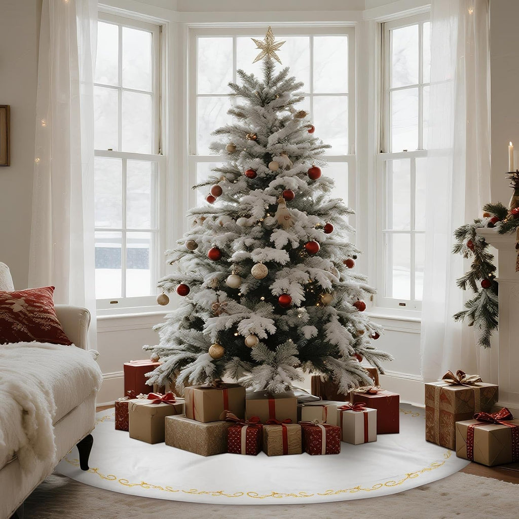 60 inch Velvet Christmas White Tree Skirt(Classical Style)