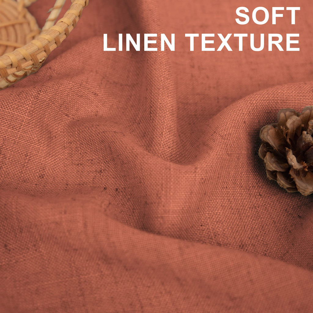 Burnt Orange Curtains 90 Inches Long Dining 2 Panels Back Tab Pocket Light Airy Breathable Flowing Cotton Textured