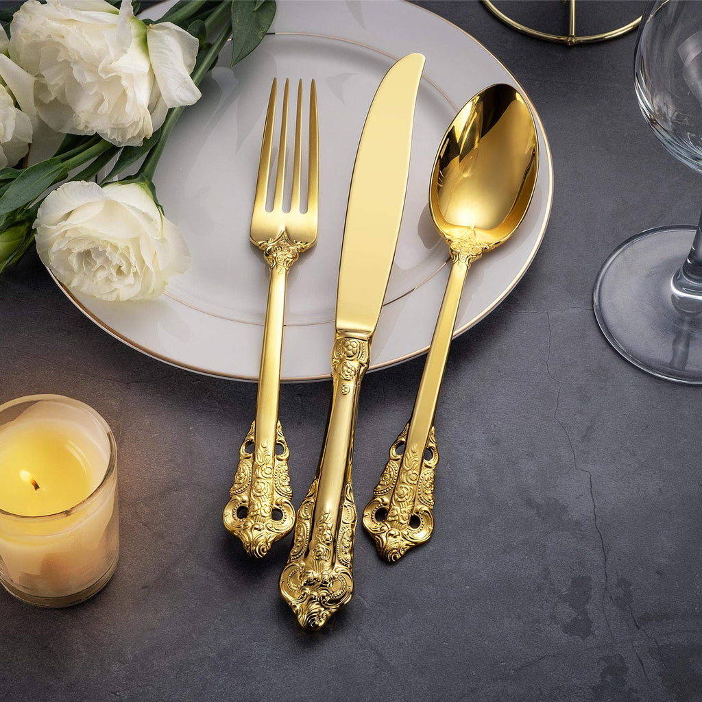 Luxury 20-Piece 18/10 Stainless Steel Flatware Set (Gold)