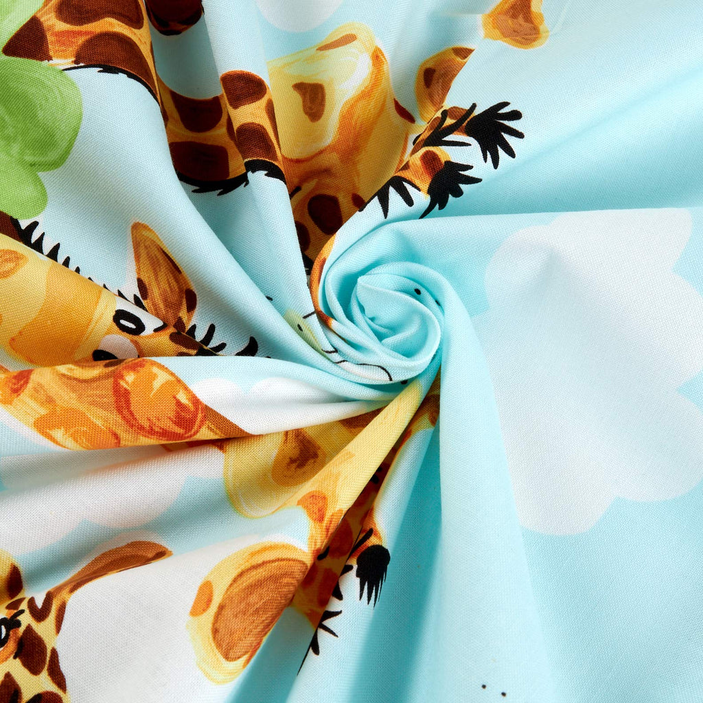 Zoe the Giraffe Zoe Single Border Aqua, Fabric by the Yard