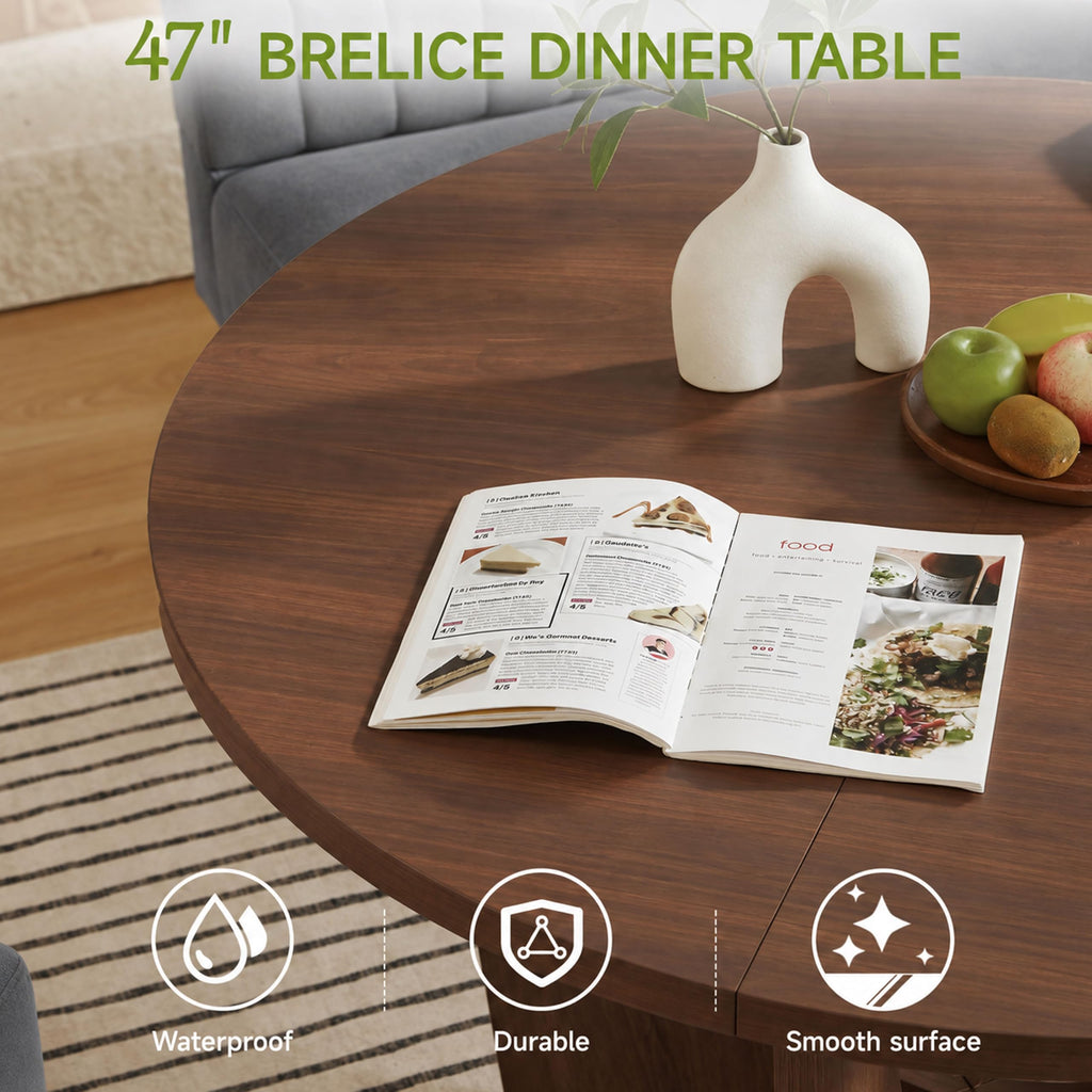 Breakfast Nook Table Set, Farmhouse 5-Piece Round Dining Table Set with Bench Seating, 47" Kitchen Nook for 4-6