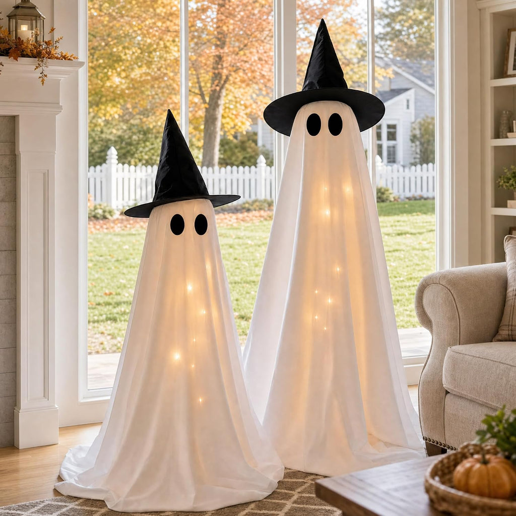 Halloween Decorations Indoor 2 Pack Light Up Ghosts - Set of 2