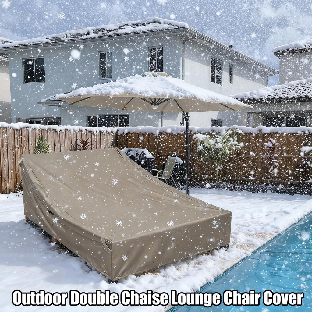 Double Chaise Lounge Cover Outdoor Waterproof Daybed Cover | 600D Weather-Resistant Oxford Fabric Tear-Resistant and