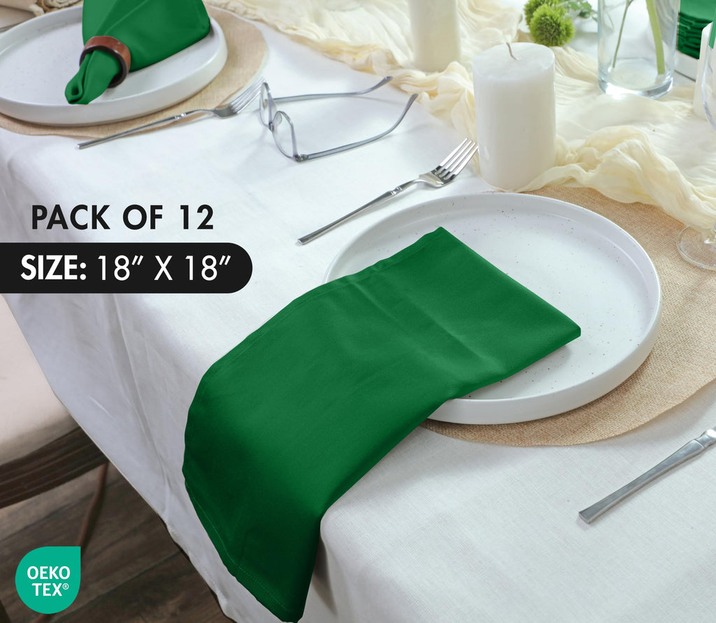 Cloth Napkins Set of 12, Cotton Enrich 18"x18" - Dark Green