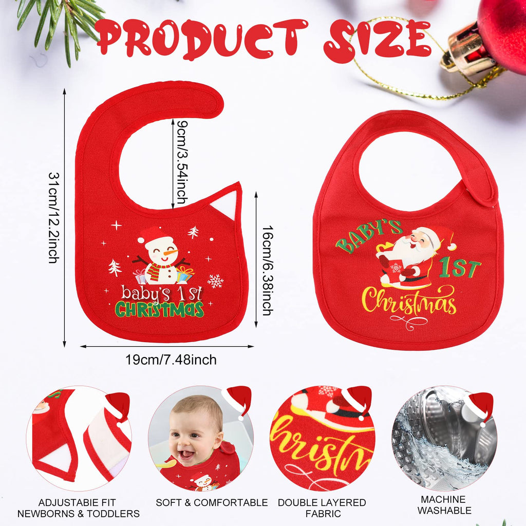 Christmas Baby Bib Babies First Christmas Baby Gifts Xmas Newborn Bibs for Baby Girl Boy with Adjustable Closure Baby