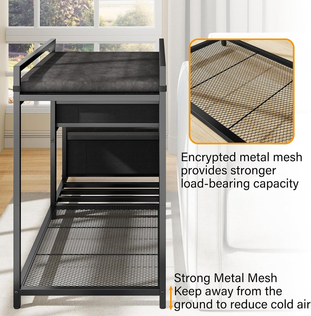 Pet Bunk Bed with Stairs and Storage, Dog Beds Attachment to Human Bed, Bedside Dogs Cot for Small, Medium Cats &