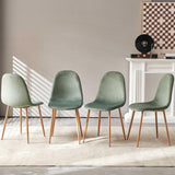 Howtek Dining Chairs Set of 4, Mid Century Modern Green Velvet Upholstered Fabric Kitchen Chairs with Backrest & Metal
